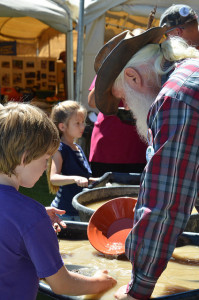 panning for gold with a real prospector at Miners Jubilee 