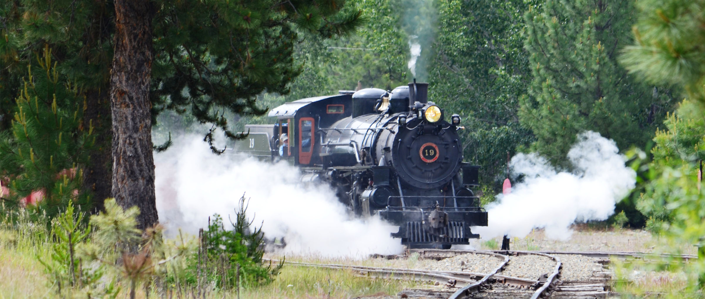 Sumpter Valley Rail Road Steam train coming around the corner
